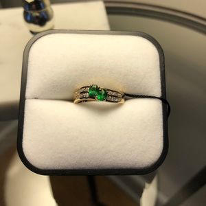 Green CZ duo ring